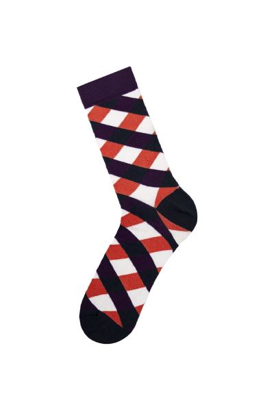 Erkek Ekose Desen Tekli Soket Çorap Turuncu Turuncu