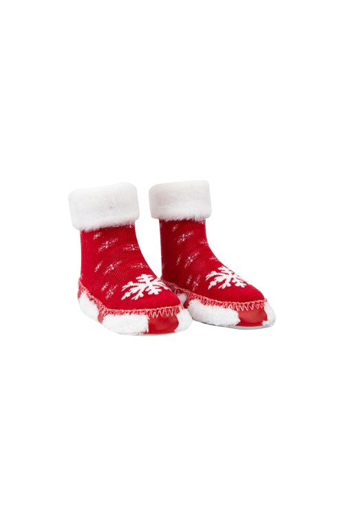 Bross Kırmızı Kar Tanesi Desenli Çocuk Slippers Kırmızı