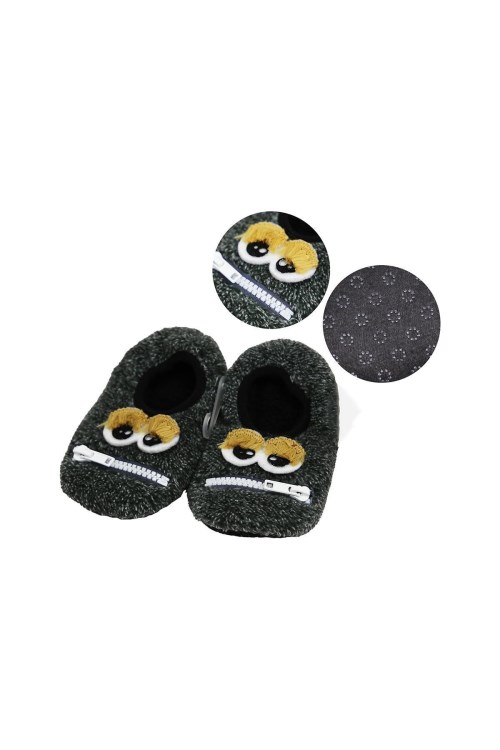 Bross Peluş Kaydırmaz Taban Yüzlü Bebek Ev Botu Siyah