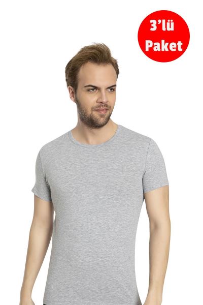 Erkek Pamuklu 3lü T-shirt/fanila 1041 Grimelanj