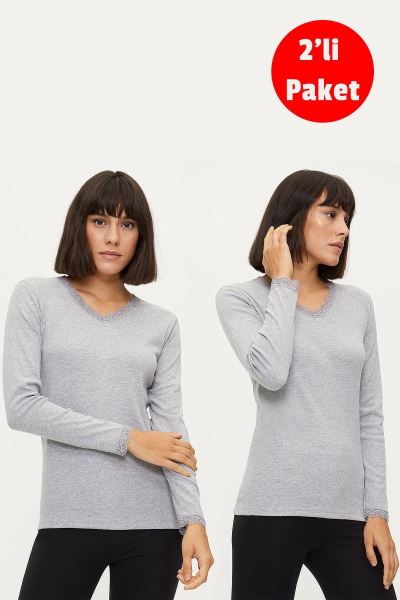 Kadın %100 Pamuk 2li Fanila 1033 Grimelanj