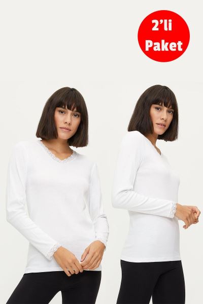 Kadın %100 Pamuk 2li Fanila 1033 Beyaz Beyaz