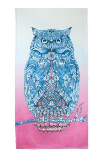 Bross Baykuş Desenli Plaj Havlusu 75x150 Mavi