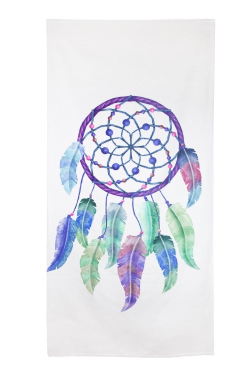 Bross Mandala Desenli Plaj Havlusu 75x150 Beyaz