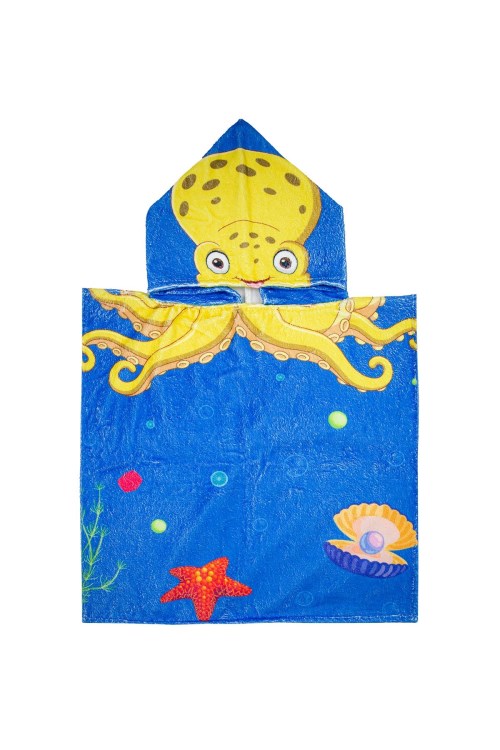 Bross Ahtapot Desenli Çocuk Havlu Panço 60x60 Saks