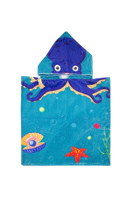 Bross Ahtapot Desenli Çocuk Havlu Panço 60x60 Yeşil