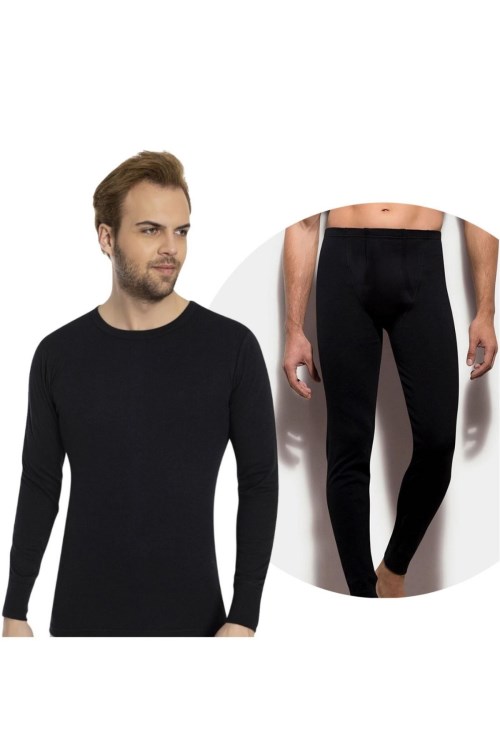 Erkek Alt Üst Siyah İçlik Takım %100pamuk1272/1028 Siyah