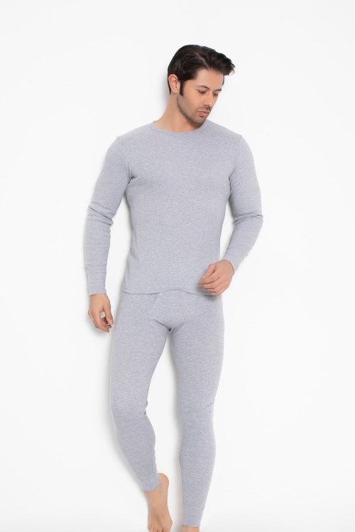 Erkek Alt Üst Gri İçlik Takım %100 Pamuk 1272/1028 Gri