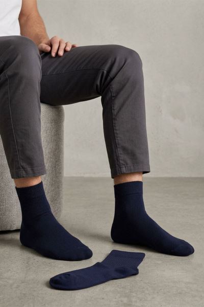 Düz Bambu Kıskonç Bej 6 Lı Erkek Çorap Lacivert