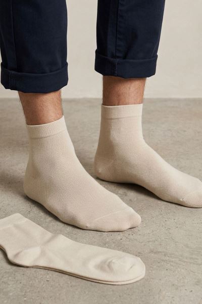 Düz Bambu Kıskonç Bej 6 Lı Erkek Çorap Bej