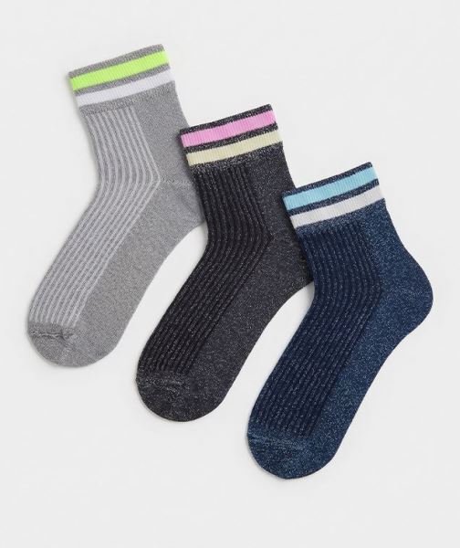 Simli Lastik Çember Desenli 3lü Kadın Kısakonç Asorti