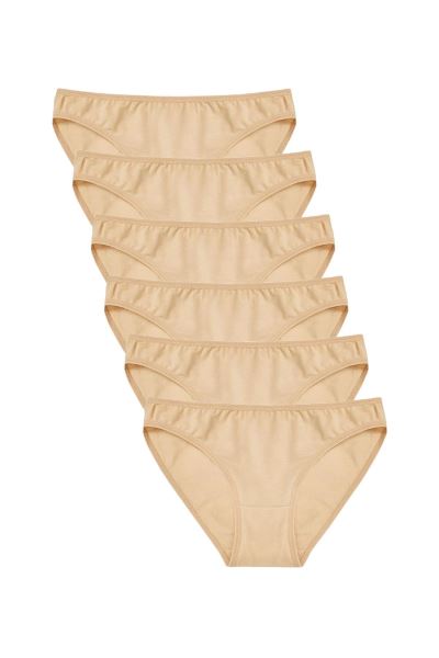 Kadın Pamuklu Likralı 6lı Ten Külot 1220 Ten