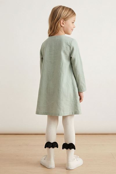 Bross Kanat Aksesuarlı Külotlu Çocuk Çorabı Siyah