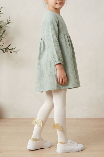 Bross Kanat Aksesuarlı Külotlu Çocuk Çorabı Altın