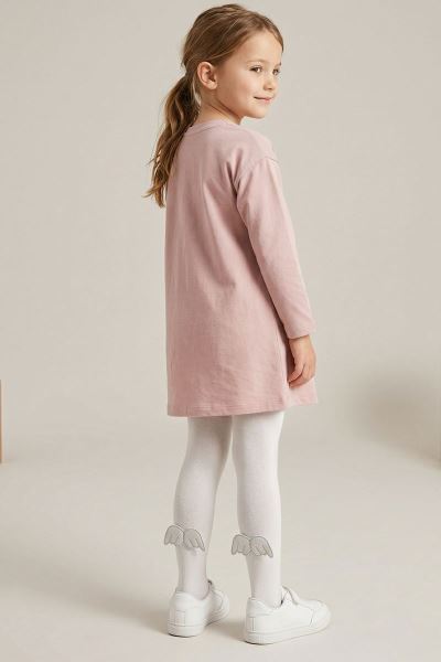 Bross Kanat Aksesuarlı Külotlu Çocuk Çorabı Gümüş