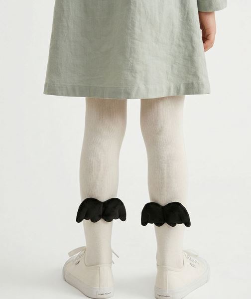 Bross Kanat Aksesuarlı Külotlu Çocuk Çorabı Siyah