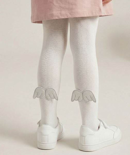 Bross Kanat Aksesuarlı Külotlu Çocuk Çorabı Gümüş