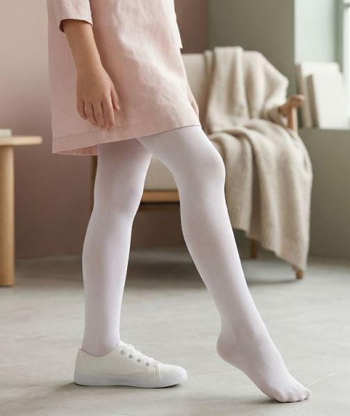 Kız Çocuk 3lü Düz 40 Den Mikro Beyaz Külotlu Çorap Beyaz