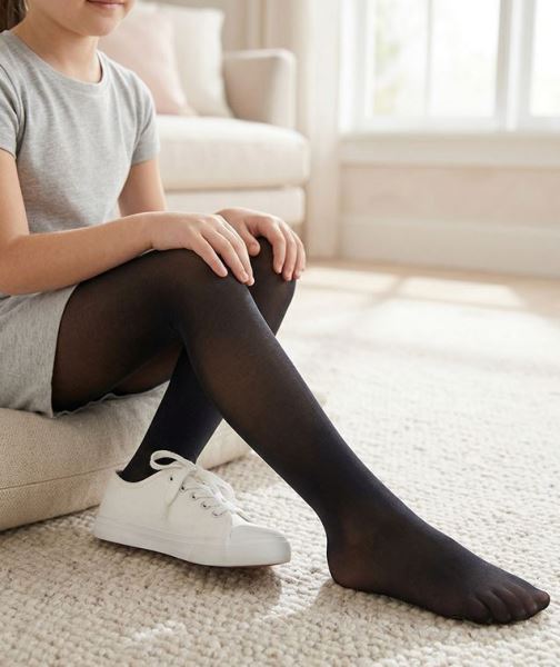 Kız Çocuk 3lü Düz 40 Den Mikro Külotlu Mus Çorap Siyah