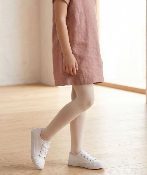 Kız Çocuk 3lü Düz 40 Den Mikro Külotlu Mus Çorap Ekru