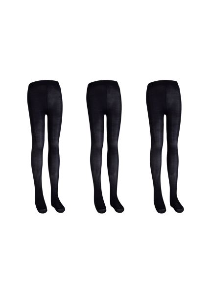 Kız Çocuk 3lü Düz 40 Den Mikro Külotlu Mus Çorap Siyah