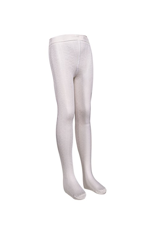 Bross Üçgen Desenli Kız Çocuk Külotlu Çorap Ekru