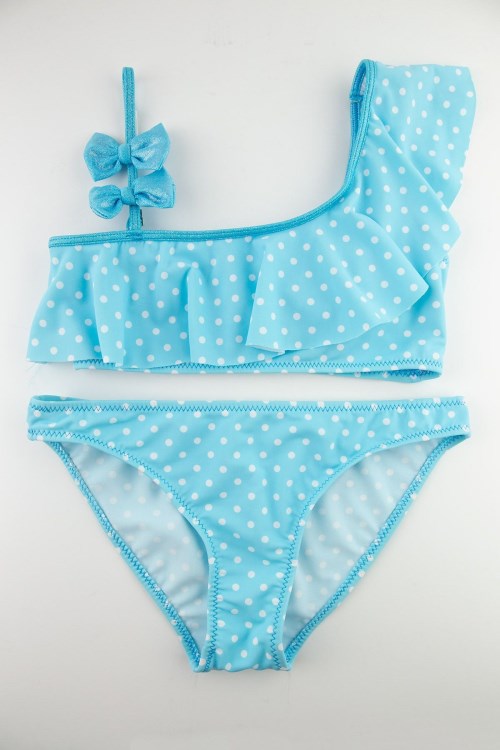 Bross Aksesuarlı Kız Çocuk Mayo/bikini Mavi