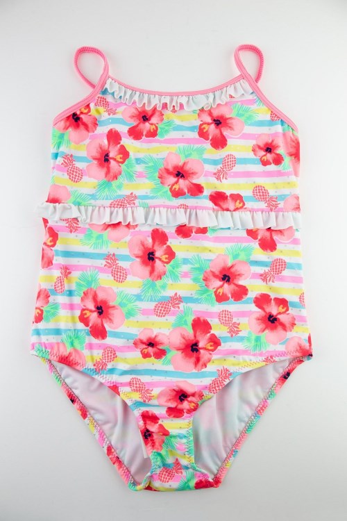 Bross Çiçek Desenli Kız Çocuk Mayo/bikini Pembe