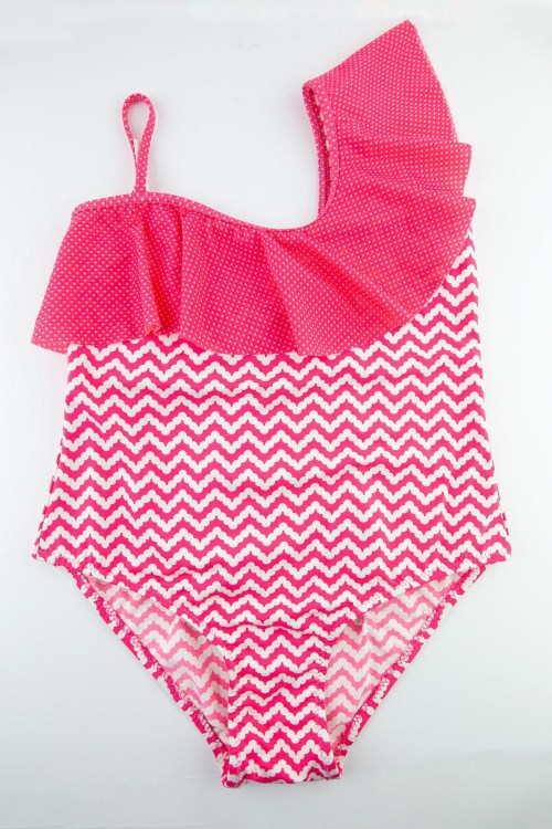 Bross Puan Desenli Kız Çocuk Mayo/bikini Pembe