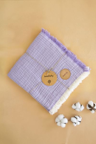 Bebek Müslin Battaniye 4 Katlı %100 Pamuk Lila