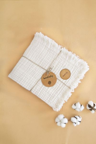 Bebek Müslin Battaniye 4 Katlı %100 Pamuk Ekru