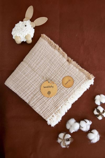 Bebek Müslin Battaniye 4 Katlı %100 Pamuk Camel
