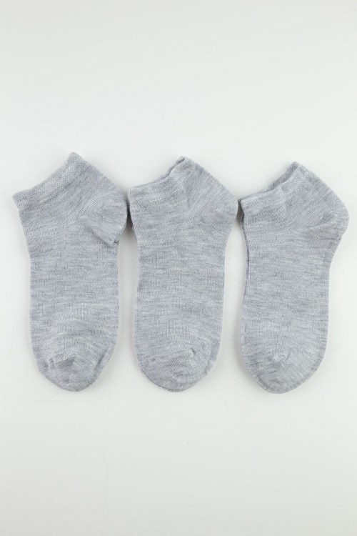 Bross 3lü Gri Bambu Patik Çocuk Çorap Grimelanj