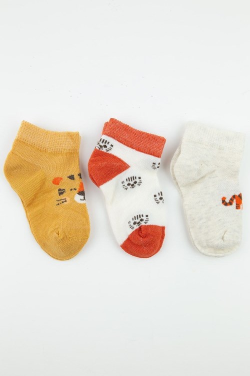 Bross 3lü Tigger Erkek Bebek Patik Çorap Asorti