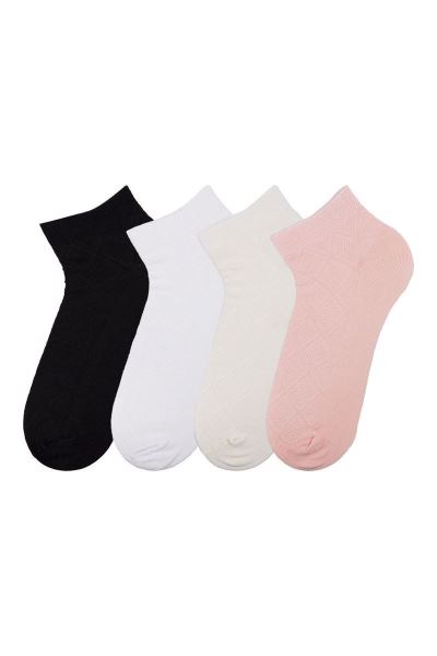 Ekose Kabartma 4lü  Bayan Step Asorti