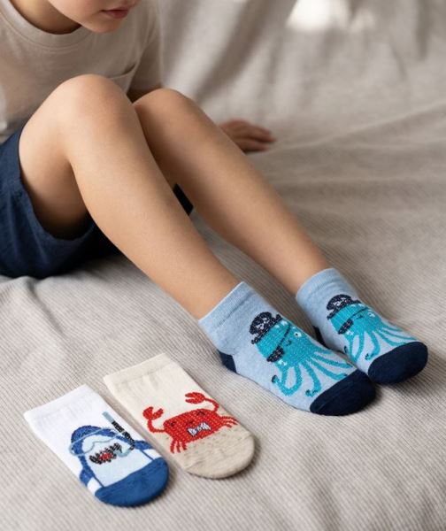Deniz Hayvanları 3lü Çocuk Sneaker Çorap Asorti