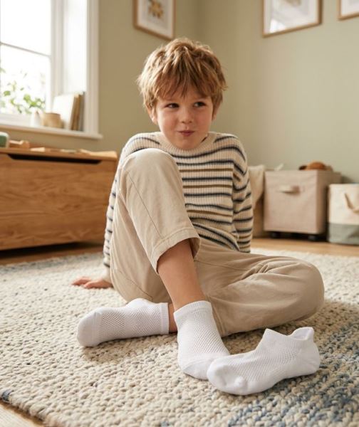 Düz Beyaz 3lü Çocuk Sneaker Çorap Beyaz