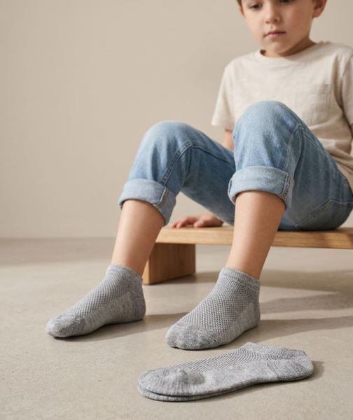 Düz Gri 3lü Çocuk Sneaker Çorap Gri