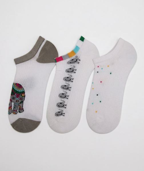 Etnik Fil Desen Bayan 3lü Sneaker Asorti