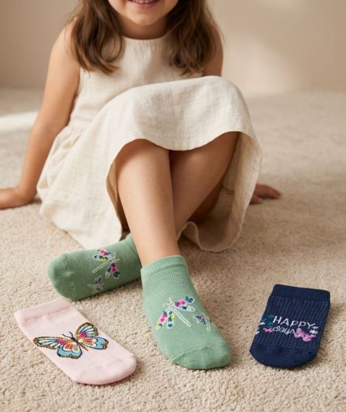 Kelebek, Yusufcuk 3lü Kız Çocuk Sneaker Çorap Asorti