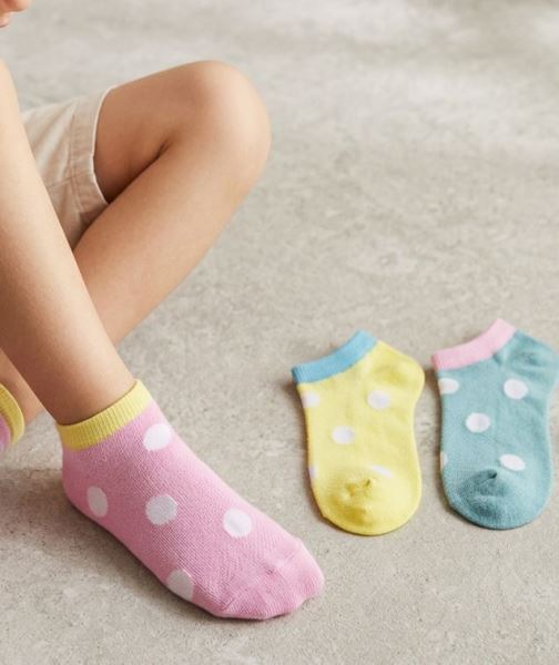 Puanlı Kız Çocuk 3lü Sneaker Çorap Asorti