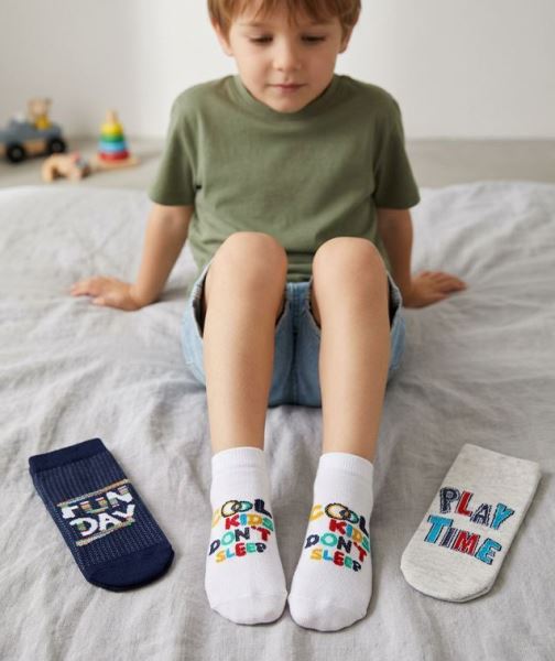 Slogan Çocuk 3lü Sneaker Çorap Asorti