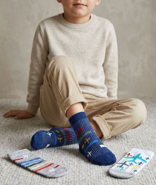 Uçak Desenli 3lü Çocuk Sneaker Çorap Asorti