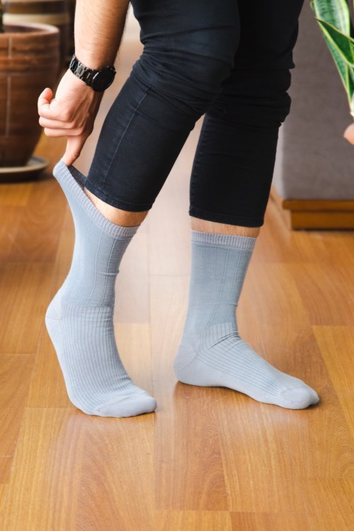 Bross 5li Paket Diyabetik Erkek Çorap Gri