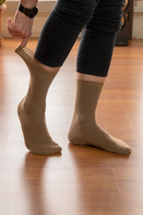 Bross 5li Paket Diyabetik Erkek Çorap Vizon