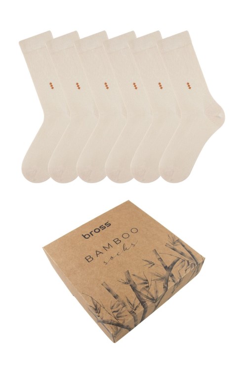 Bross 6lı Kutulu Bej Erkek Bambu Soket Çorap Bej Bej