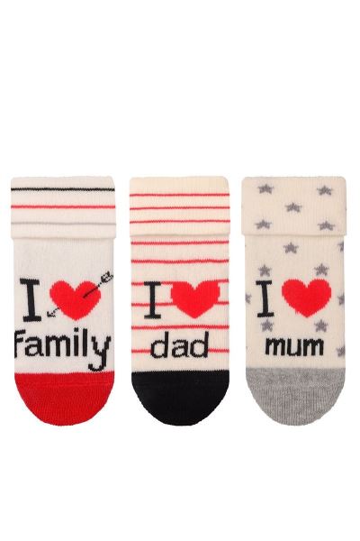 Aile Havlu Tabanaltı Baskılı Kız Bebek 3lü Soket Asorti