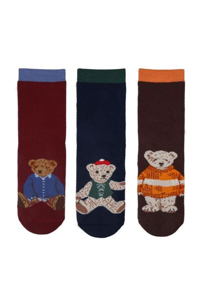 Ayıcıklı Havlu 3lü Erkek Çocuk Soket Asorti