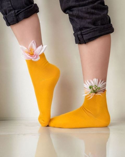 Bross Kadın Lastiksiz Soket Çorap 4 Adet Sarı