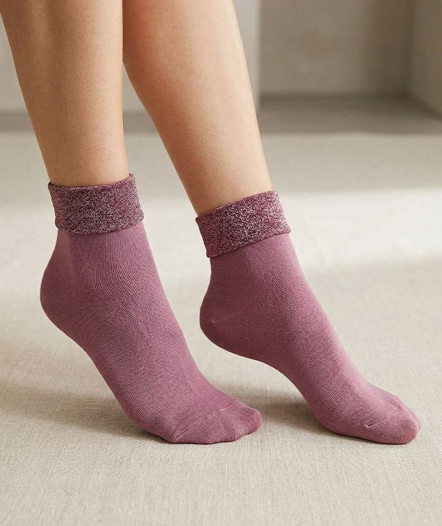 Bross Simli Kıvrık Havlu Çorap Pembe